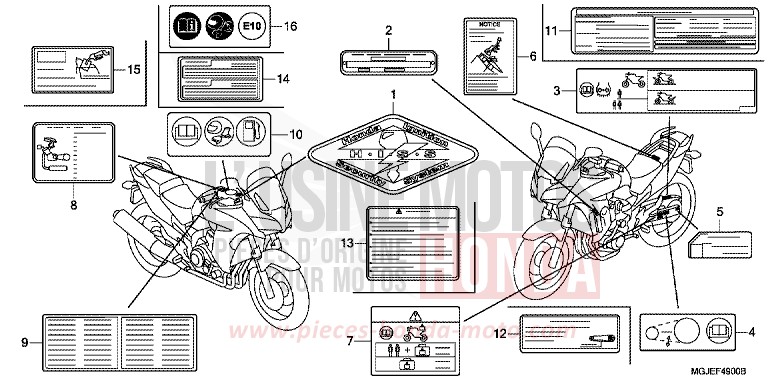 ETIQUETTE DE PRECAUTIONS de CBF1000F ABS PEARL COOL WHITE (NHA16) de 2012